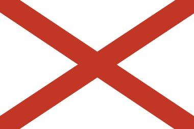 Dikdörtgen şeklinde izole edilmiş Alabama bayrağı. Alabama bayrağı, Birleşik Devletler. Bayrak simgesi. Yüksek kalite fotoğraf