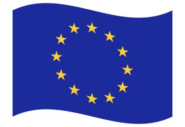 Avrupa Birliği Bayrak İllüstrasyonu 'nu sallıyor. Yıldızlı AB Bayrağı. Yüksek kalite fotoğraf