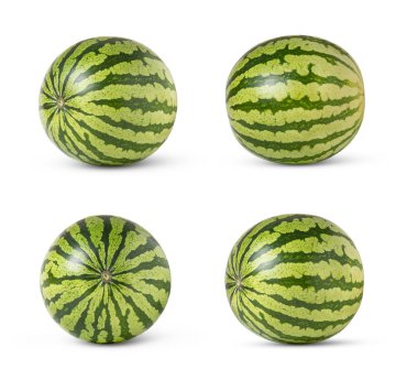 Karpuz koleksiyonu. Watermelo farklı pozlarda izole edilmiş. Yüksek kalite fotoğraf