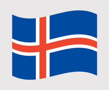 İzlanda Ulusal Bayrağını Sallamanın Sanatsal İllüstrasyonu. Yüksek kalite fotoğraf