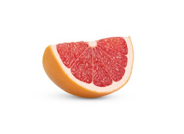 Yalıtılmış taze greyfurt dilimi. Kesme yolu olan meyve dilimli turunçgiller. Yüksek kalite fotoğraf