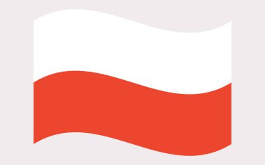 Polonyalı bayrak sallama, ikon. Polonya bayrağı dalga şeklinde yüksek kaliteli fotoğraf.