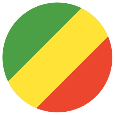 Circle flag of Republic of the Congo isolated. High quality illustration