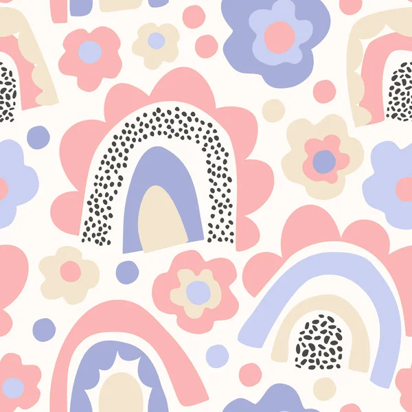 Funky Bold Rainbow Print Pastel Colors Abstract Daisy Flower Minimal — Archivo Imágenes Vectoriales