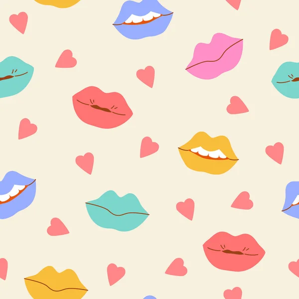 Komische Vrouwelijke Lippen Achtergrond Pop Art Hippie Retro Stijl Abstracte — Stockvector