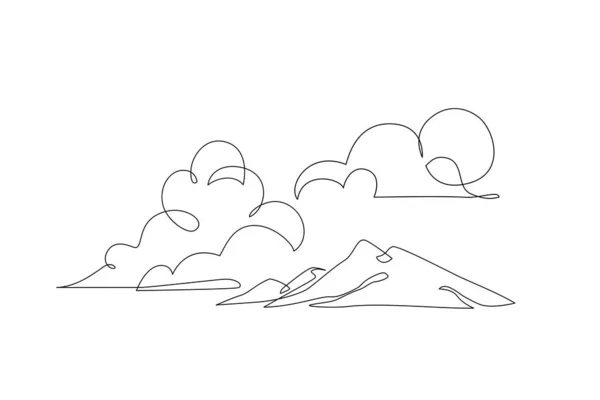 Mountain Landscape Continuous One Line Vector Drawing Abstract Line Drawing — Stockový vektor