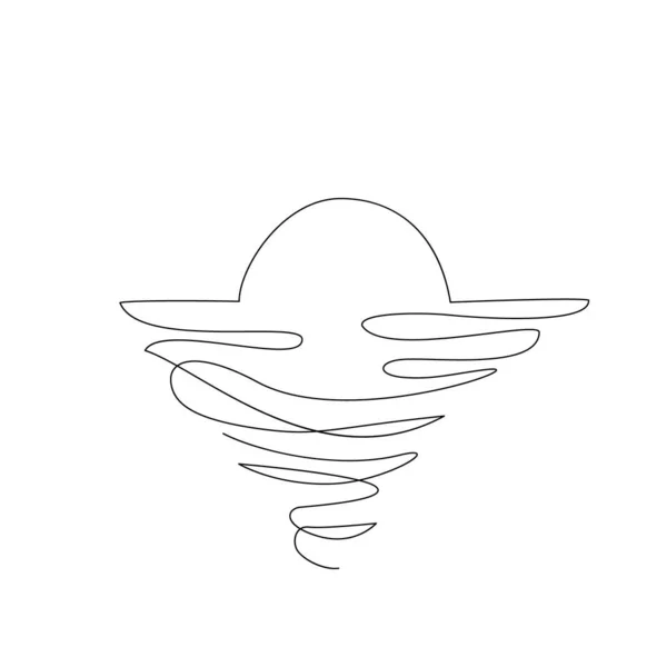 Abstraktní Kontinuální Kresba Západu Slunce Moři Jednoduchá Jednořádková Ilustrace Přírody — Stockový vektor