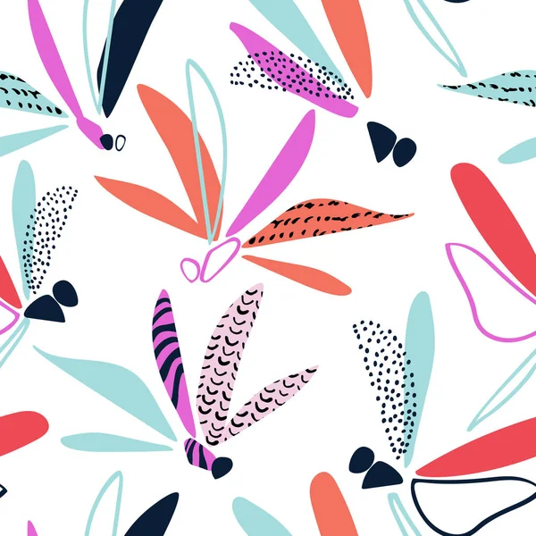 抽象トンボのシームレスなパターン 子供の壁紙 保育園のテキスタイル 春の印刷デザインのためのグラフィックトンボの背景現代のベクトルイラスト — ストックベクタ