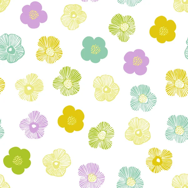 Impresión Flores Simples Abstractas Flores Margarita Coloridas Fondo Textura Garabato — Archivo Imágenes Vectoriales