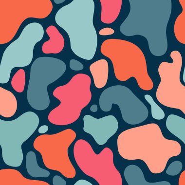 Soyut organik şekiller kusursuz desenler. Çağdaş dalgalı kesikler, karalama geometrik kamuflaj elemanları, arka plan oluşturur. Yüzey tasarımı, duvar kağıdı, tekstil için vektör illüstrasyonu.