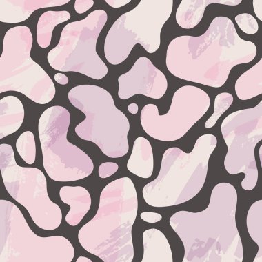 Soyut suluboya fırça darbesi, organik şekillerde pürüzsüz desen. El çizimi grunge dokular, dalgalı kıvrımlar arka plan. Duvar kağıdı, tekstil, kumaş, baskı tasarımı için vektör sanatı çizimi