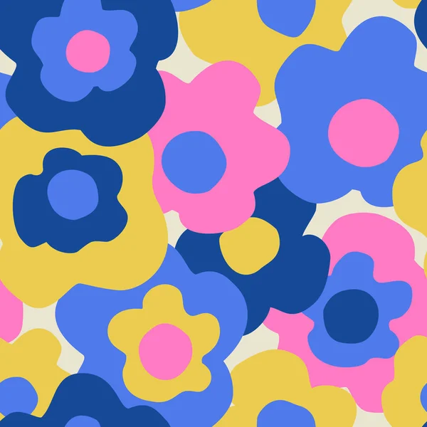 Abstraktní Jednoduchý Tisk Květin Barevné Sedmikrásky Květiny Pozadí Velký Kvetoucí — Stockový vektor