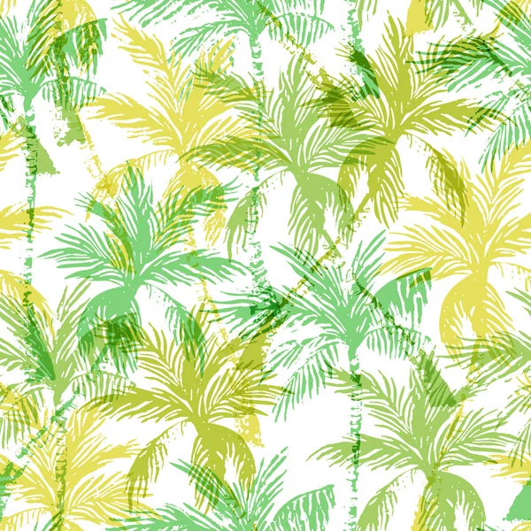 Natürliche Dschungel Nahtlose Muster Abstrakter Tropischer Hintergrund Palmen Silhouetten Handgezeichnete — Stockvektor