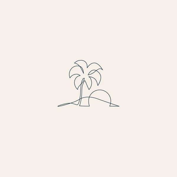 Una Línea Dibujando Isla Oasis Tropical Concepto Paradisíaco Paisaje Abstracto — Archivo Imágenes Vectoriales