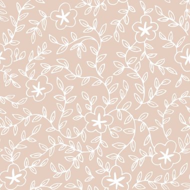 Soyut, küçük, dikişsiz desen. Çiçekler sürekli bir çizgi çiziyor. Papatya çiçeği arka planı. Basit düz modern konsept çizgisi sanatı. Bahar sanatı. El çizimi vektör illüstrasyonu.