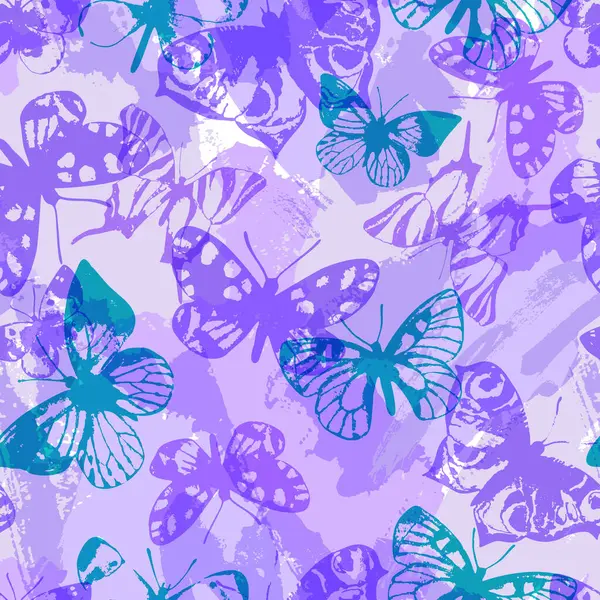 Güzel Kelebekler Kusursuz Desen Geometrik Grunge Arka Planında Uçan Böcekler Stok Vektör