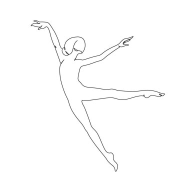 Dansçı, spor yapan kadın, balerin gibi zarif hareketler. Güzellik dansçısı, özgürlük konsepti. Asgari poster baskısı. Moda bir çizgi tasarım vektörü grafik çizimi