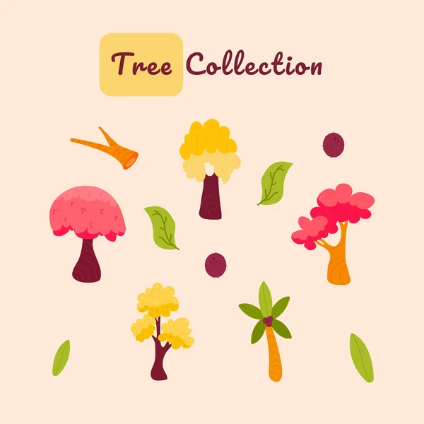 Коллекция Векторных Деревьев Ручной Работы Красивого Дизайна — стоковый вектор