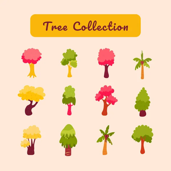 Coleção Árvore Vetorial Desenhada Mão Para Belas Necessidades Design — Vetor de Stock