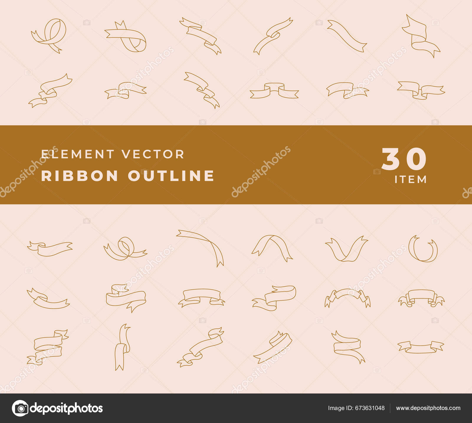 Set Collection Outline Ribbon Vector Objects Stock Vector by ©Murzani ...