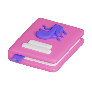 Müzikal nota dizaynlı pembe bir kitap, muhtemelen müzik veya yaratıcılığı temsil ediyor..