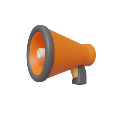 Ses ve iletişimi güçlendirmek için tasarlanmış parlak turuncu bir megafon..