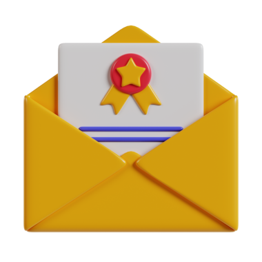 İçinde yıldız rozeti olan, başarıyı ya da tanınmayı simgeleyen sarı bir zarf..