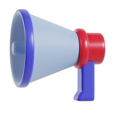 Renkli bir megafon, genellikle sesleri yükseltmek ve mesajları iletmek için kullanılır..