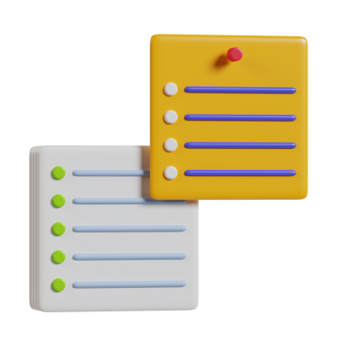 Kontrol listeli iki renkli kart, organizasyon ve görev yönetimi öneriyor.