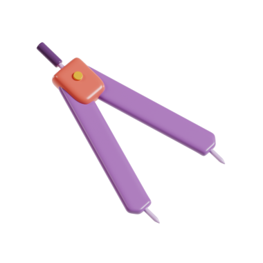 Daireler çizmek ve geometrideki mesafeleri ölçmek için kullanılan mor bir pusula aracı.