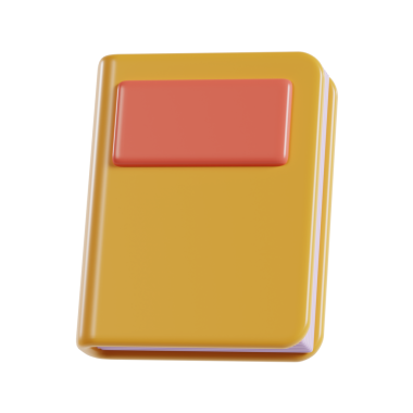 Kırmızı etiketli sarı bir defter, not almak veya günlük tutmak için ideal.