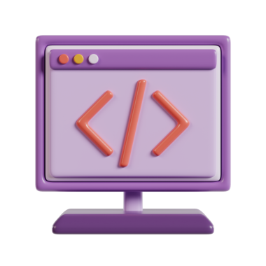 Kod sembolleri gösteren, programlamayı ve teknolojiyi temsil eden biçimlendirilmiş bir bilgisayar monitörü.