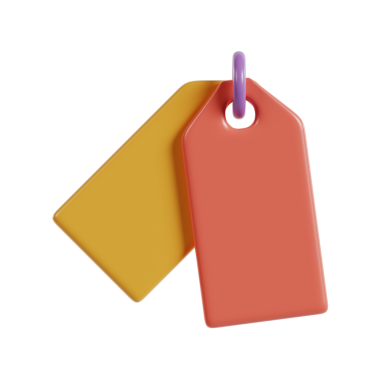 Genellikle ögeleri etiketlemek için kullanılan döngüye eklenmiş iki renkli fiyat etiketi.