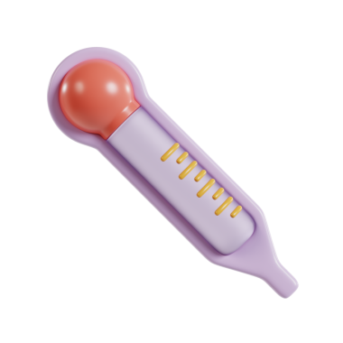 Yuvarlak uçlu bir dijital termometre ve vücut ısısını kontrol etmek için ölçüm ölçeği.