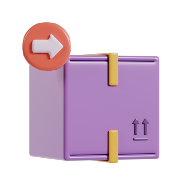 Üzerinde ok işareti olan bir mor kutu, hareket ya da teslimat yönünü gösterir..