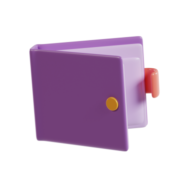 Kırmızı bantlı mor bir cüzdan, kart veya nakit tutmak için tasarlanmış..