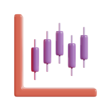 Veri analizini temsil eden şamdan çizelgesine sahip stilize bir grafik.