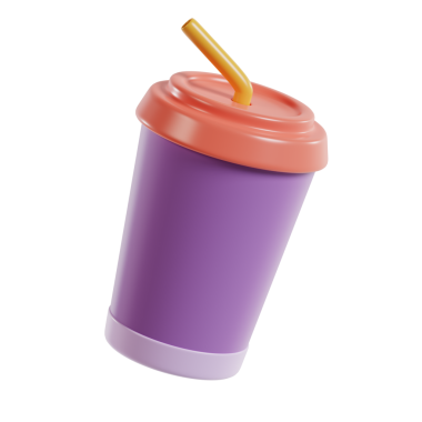 Renkli, stilize bir içecek bardağı, pipetli, içecekler için mükemmel..