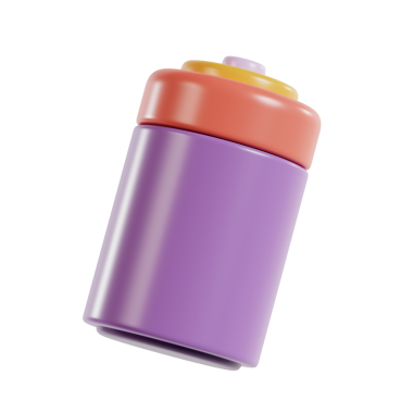 Görsel cazibe ve yaratıcılık için tasarlanmış renkli, stilize bir pil..