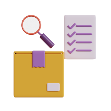 Kontrol listesi ve büyüteçle birlikte denetleme ve organizasyonu sembolize eden bir paket..