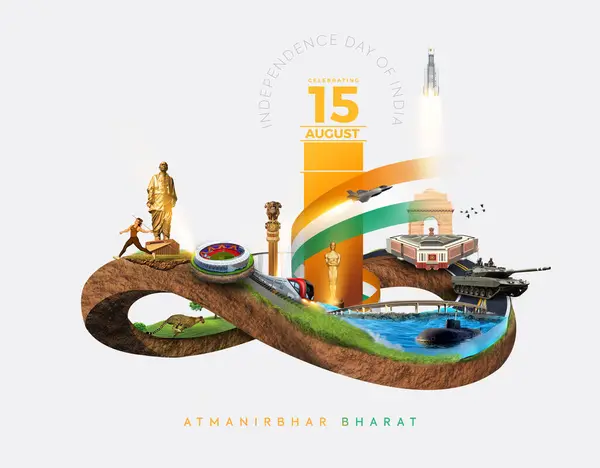 8月15日を祝いました インドの独立記念日 ポスター バナー 広告などのクリエイティブデザイン ハッピー インディペンデンス — ストック写真
