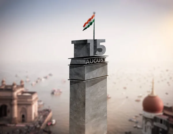 Celebrating 15th August. India\'s Independence Day. Creative design for posters, banners, advertising, etc. Happy Independence Day. A top view from Mumbai\'s historical five-star hotel