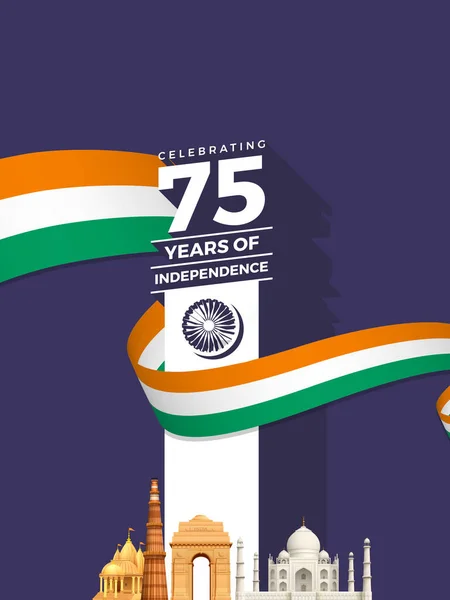Celebrating the 75th year of India\'s Independence. Creative design for posters, banners, advertising, etc. Happy Independence Day.