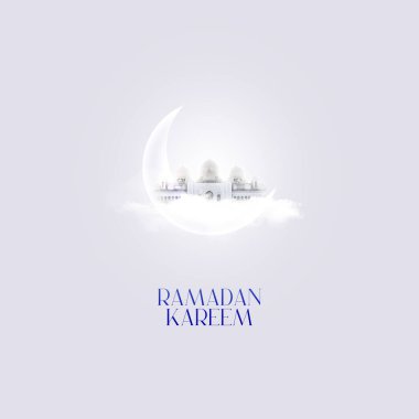 Bayram Mübarek ve Ramazan Kareem (Kurban Bayramı): Bayram ve selamlama için yaratıcı bir afiş. Beyaz ve minimal. Serin ve taze.