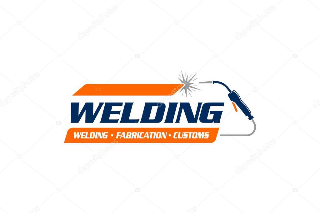 Illustration vector graphic of custom welding fabrication company logo design template