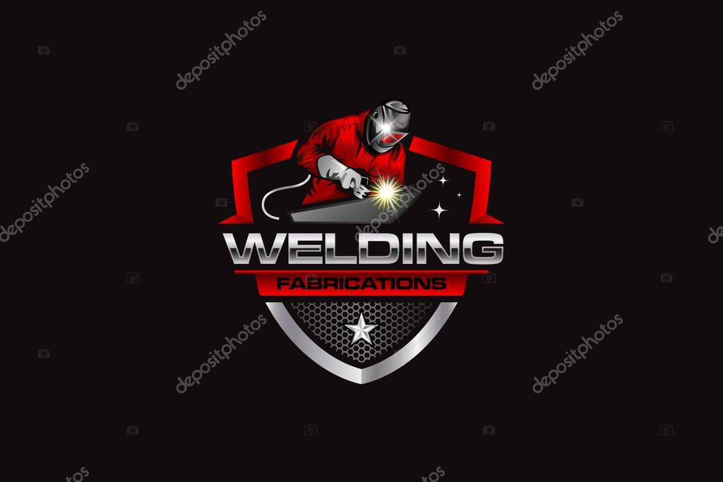 Illustration vector graphic of custom welding fabrication company logo design template