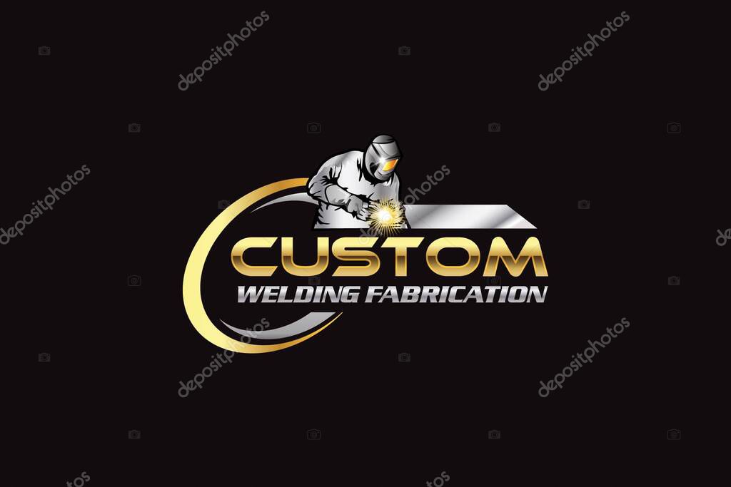 Illustration vector graphic of custom welding fabrication company logo design template