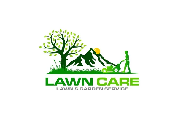Illustration Graphic Vector Lawn Care Landscape Services Grass Concept Logo — Vetor de Stock