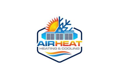 Tesisat, ısıtma ve soğutma şirketinin logo tasarım şablonunun grafik vektörü