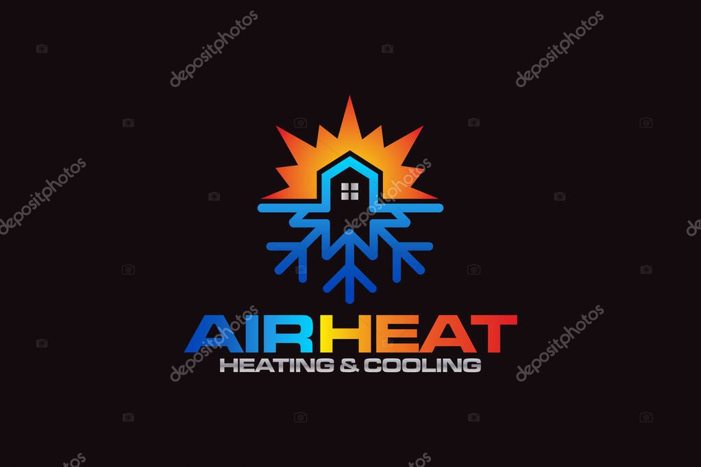 Illustration graphic vector of plumbing, heating, and cooling service company logo design template